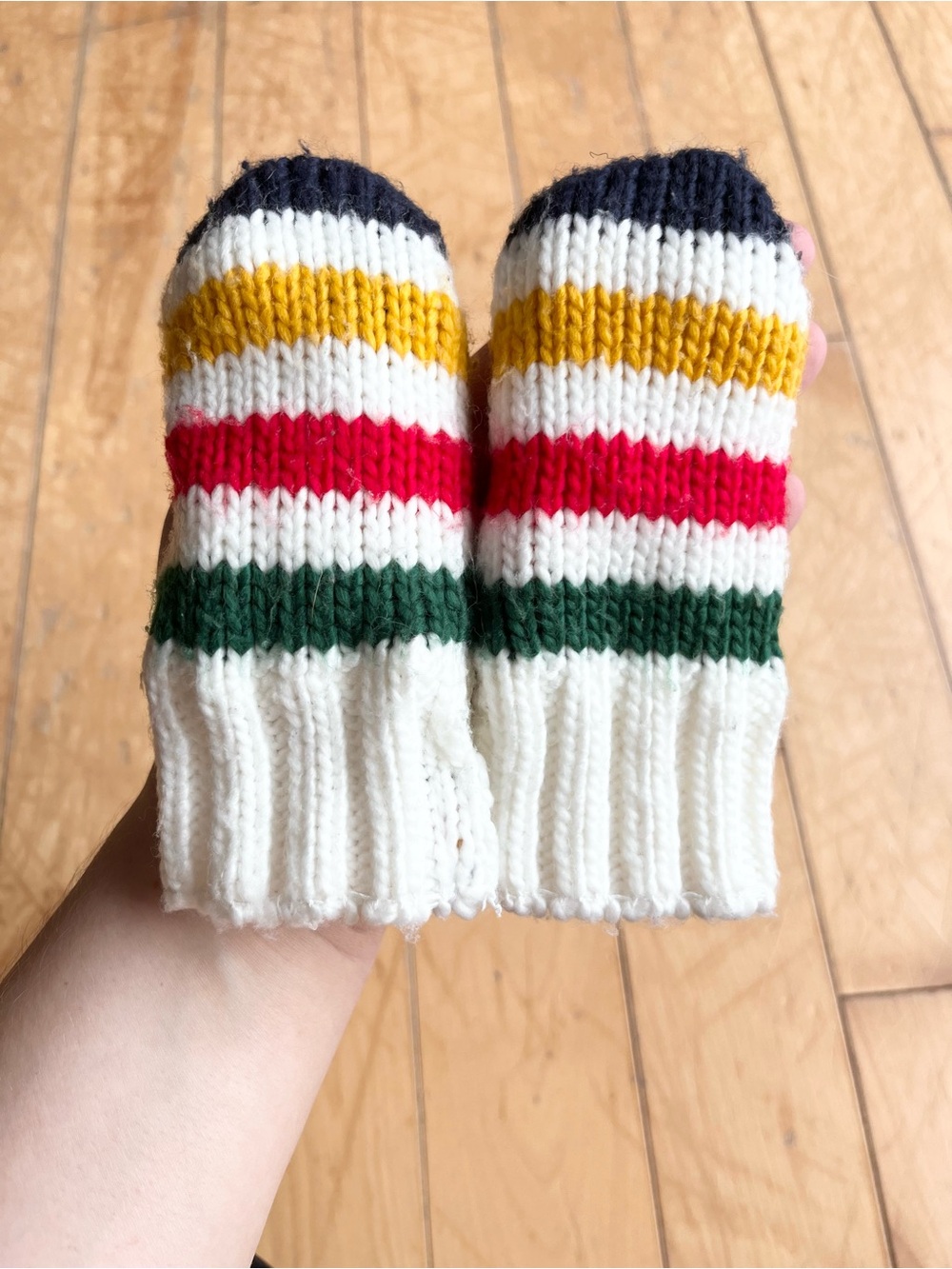 Hudson’s Bay HBC Stripes Baby Fleece-Lined Heritage Stripe Mittens 0-12 Months